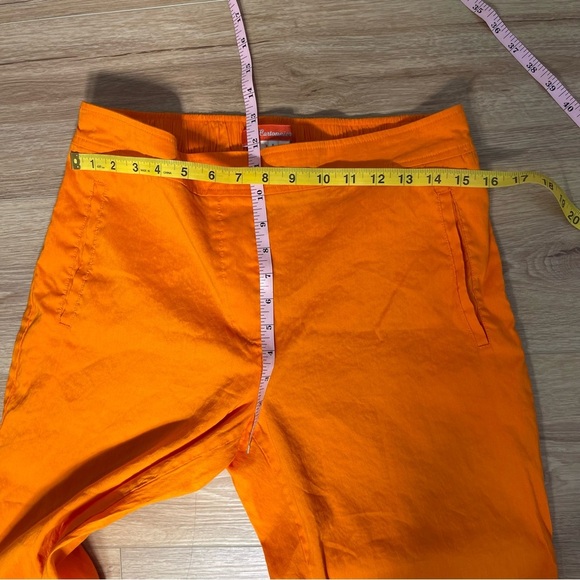 Anthropologie Cartonnier Orange Linen Blend Cropped Wide Leg Pants Size Medium - Picture 6 of 7